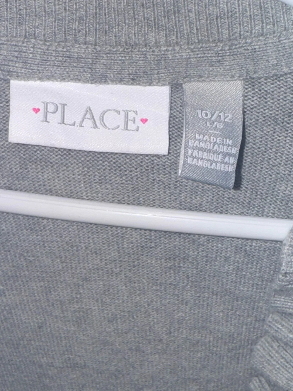 The Children’s Place Girls Gray Ruffle Open Front Cardigan Size 10/12